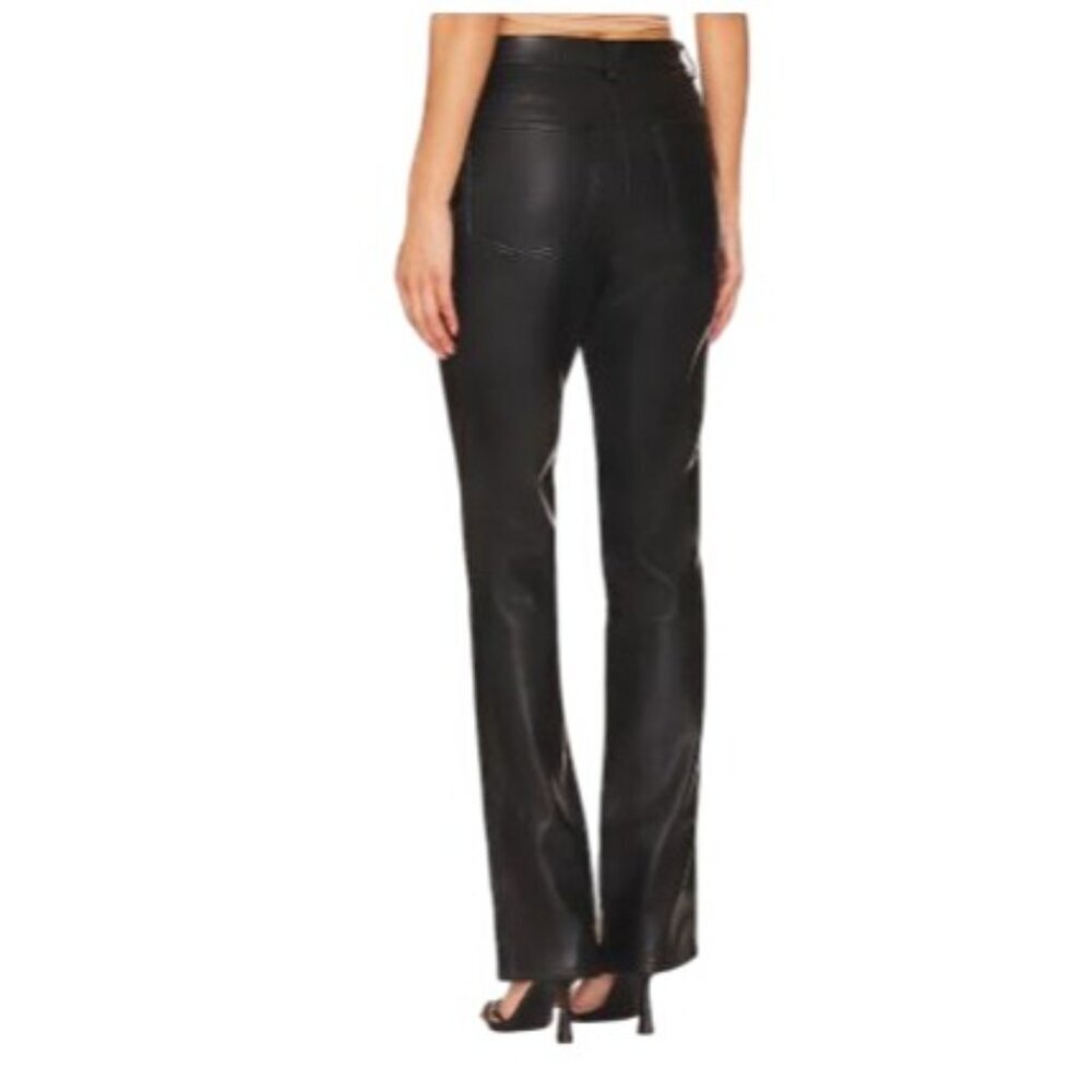 WeWoreWhat Black Vegan Leather Lace Front Pants Size 24 Sleek Design With Belt L - Picture 3 of 5